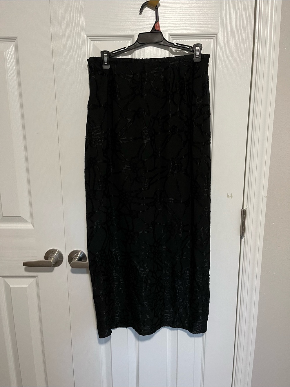 Black Floral Burnout Maxi Skirt